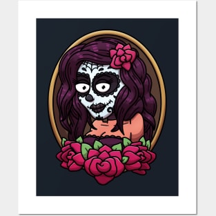 Sugar Skull Pin Up Girl Posters and Art